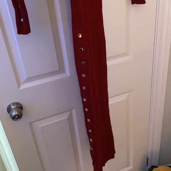 Burgendy long slim bodycon dress - Picture 5 of 5